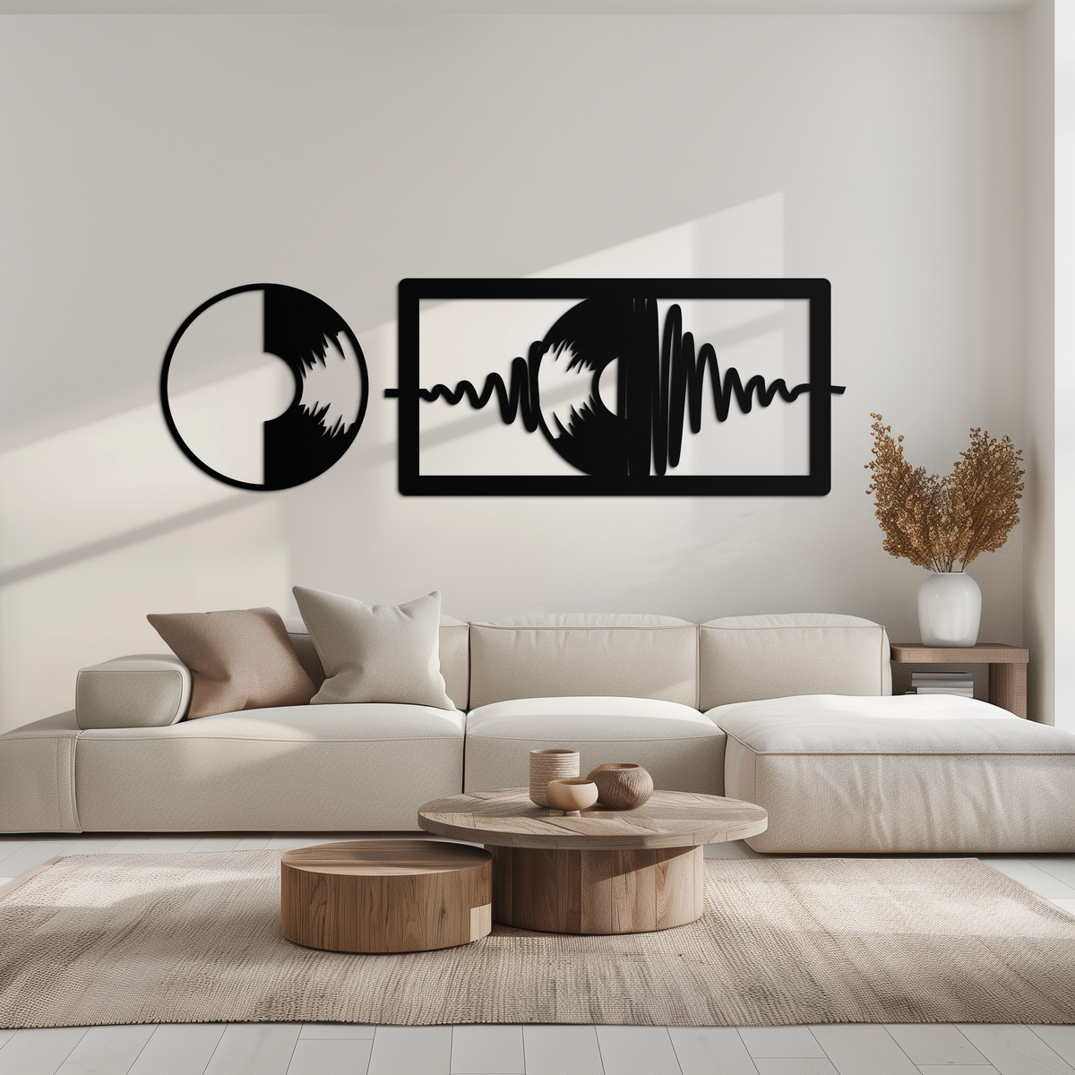 Modern Steel Soundwave Wall Art - Contemporary Vinyl Record Music Metal Sculpture