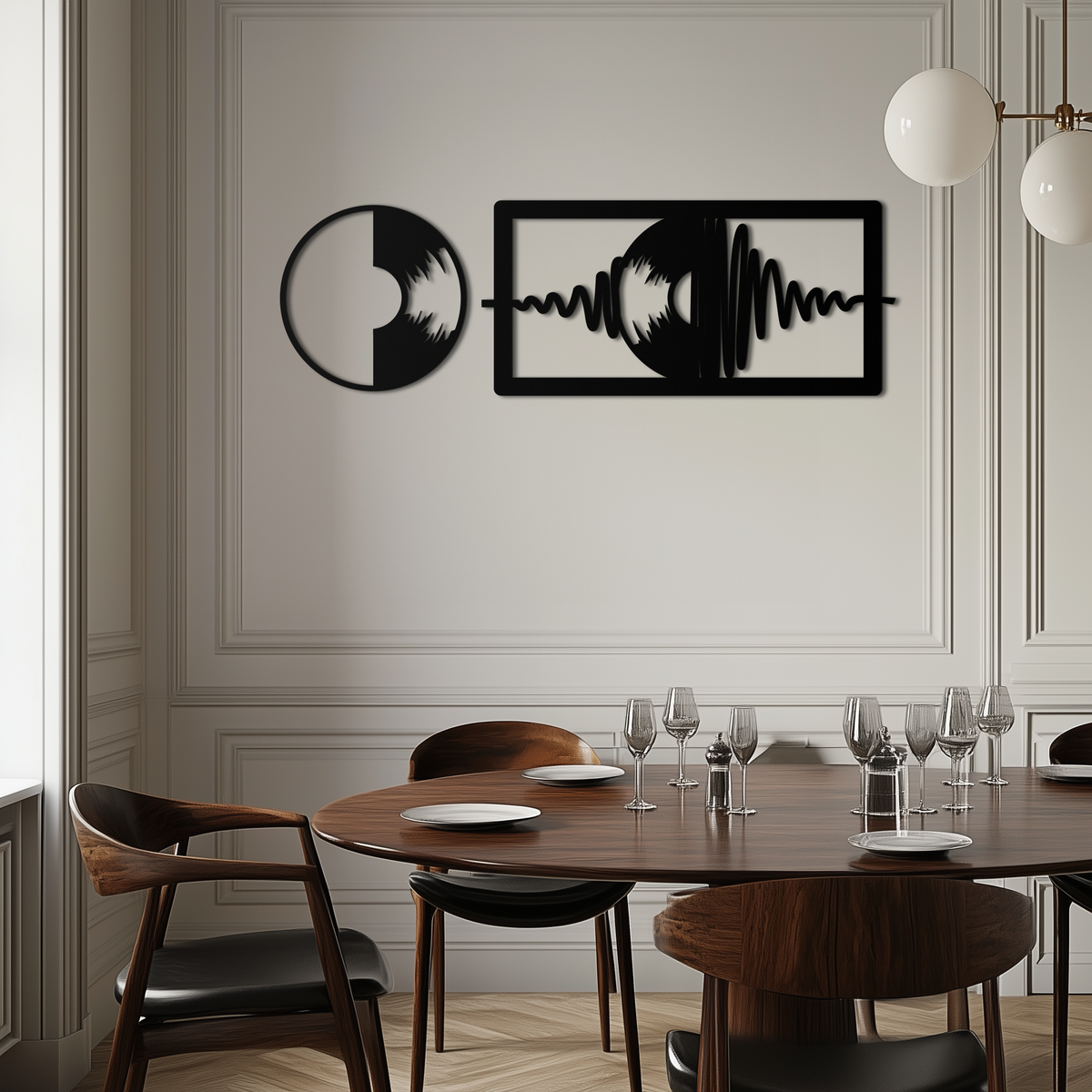 Modern Steel Soundwave Wall Art - Contemporary Vinyl Record Music Metal Sculpture