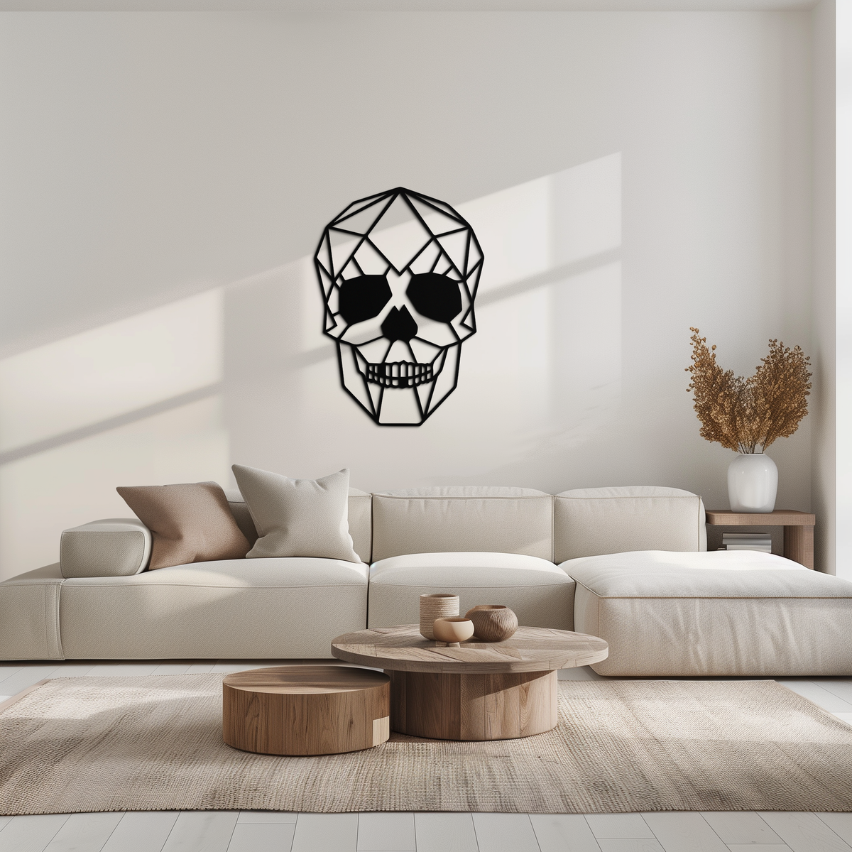 Steel Geometric Skull Wall Art - Modern Industrial Contemporary Home Style Decor