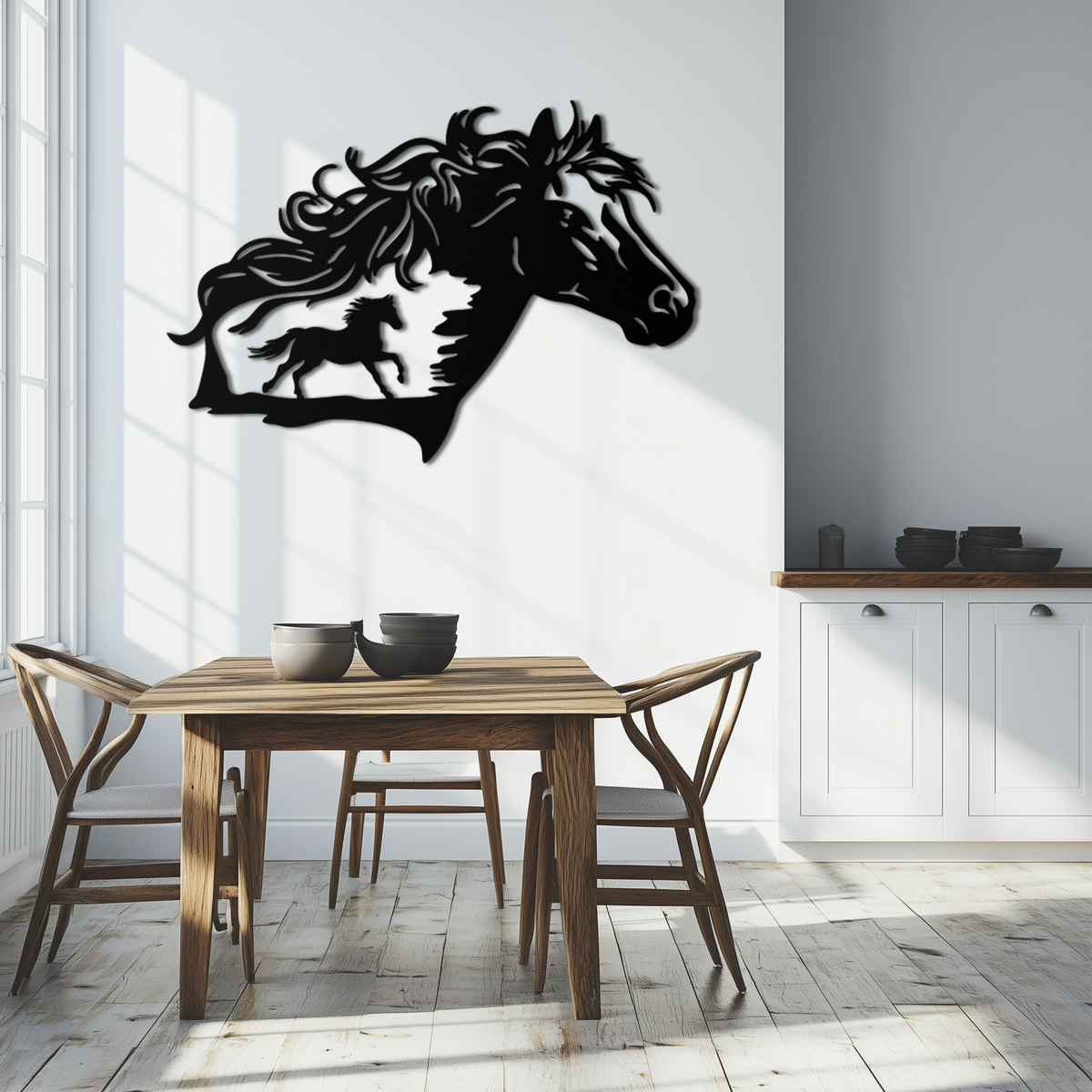 Metal Horse Silhouette Wall Art Modern Contemporary Farmhouse Home Decor Sculpture