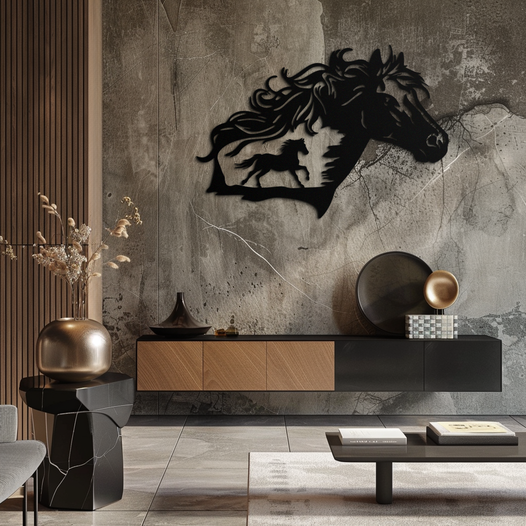 Metal Horse Silhouette Wall Art Modern Contemporary Farmhouse Home Decor Sculpture