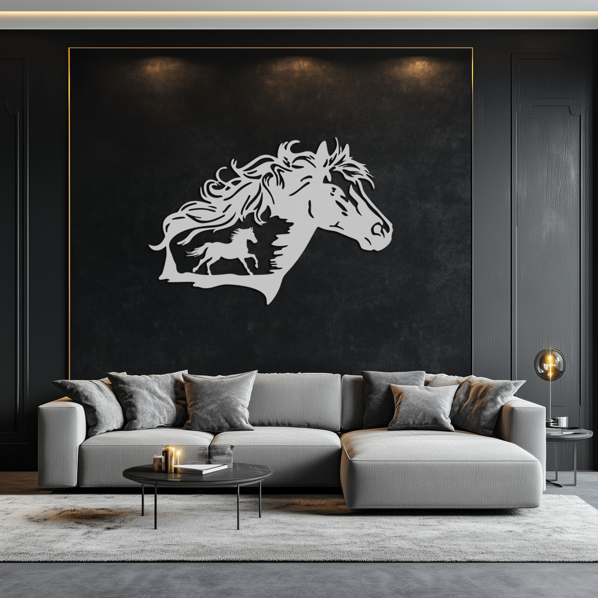 Metal Horse Silhouette Wall Art Modern Contemporary Farmhouse Home Decor Sculpture