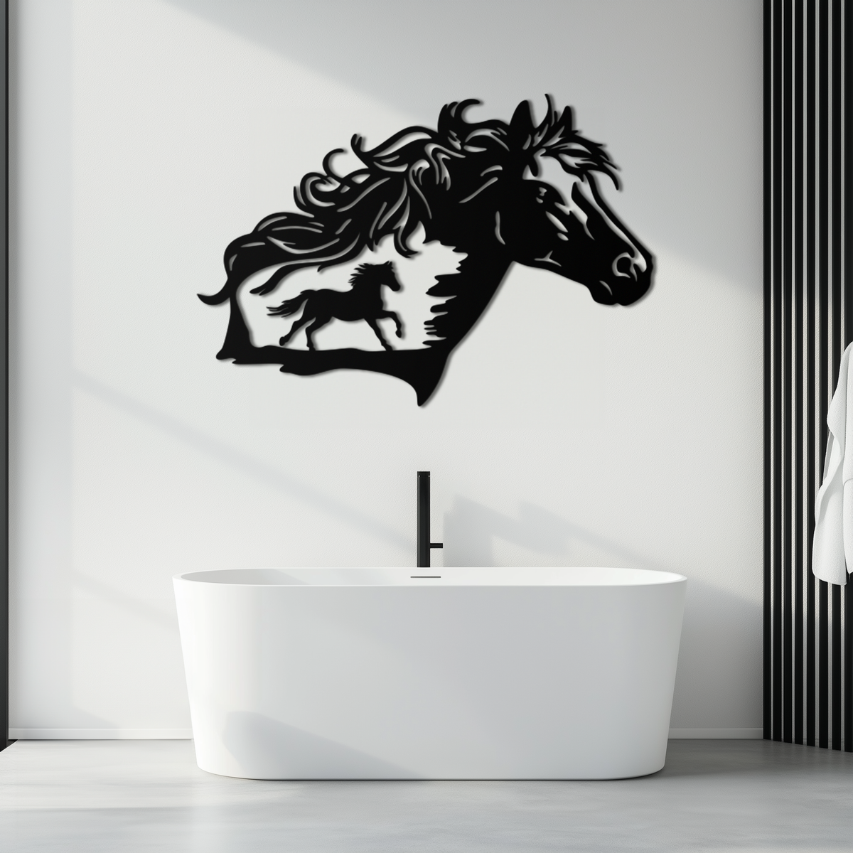Metal Horse Silhouette Wall Art Modern Contemporary Farmhouse Home Decor Sculpture
