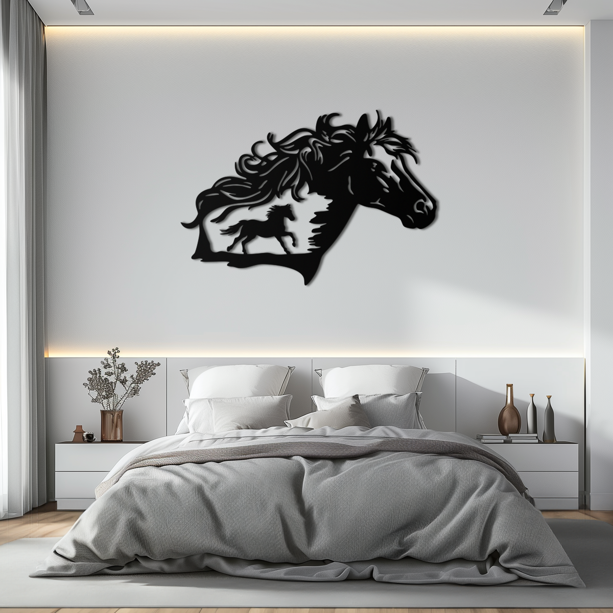 Metal Horse Silhouette Wall Art Modern Contemporary Farmhouse Home Decor Sculpture