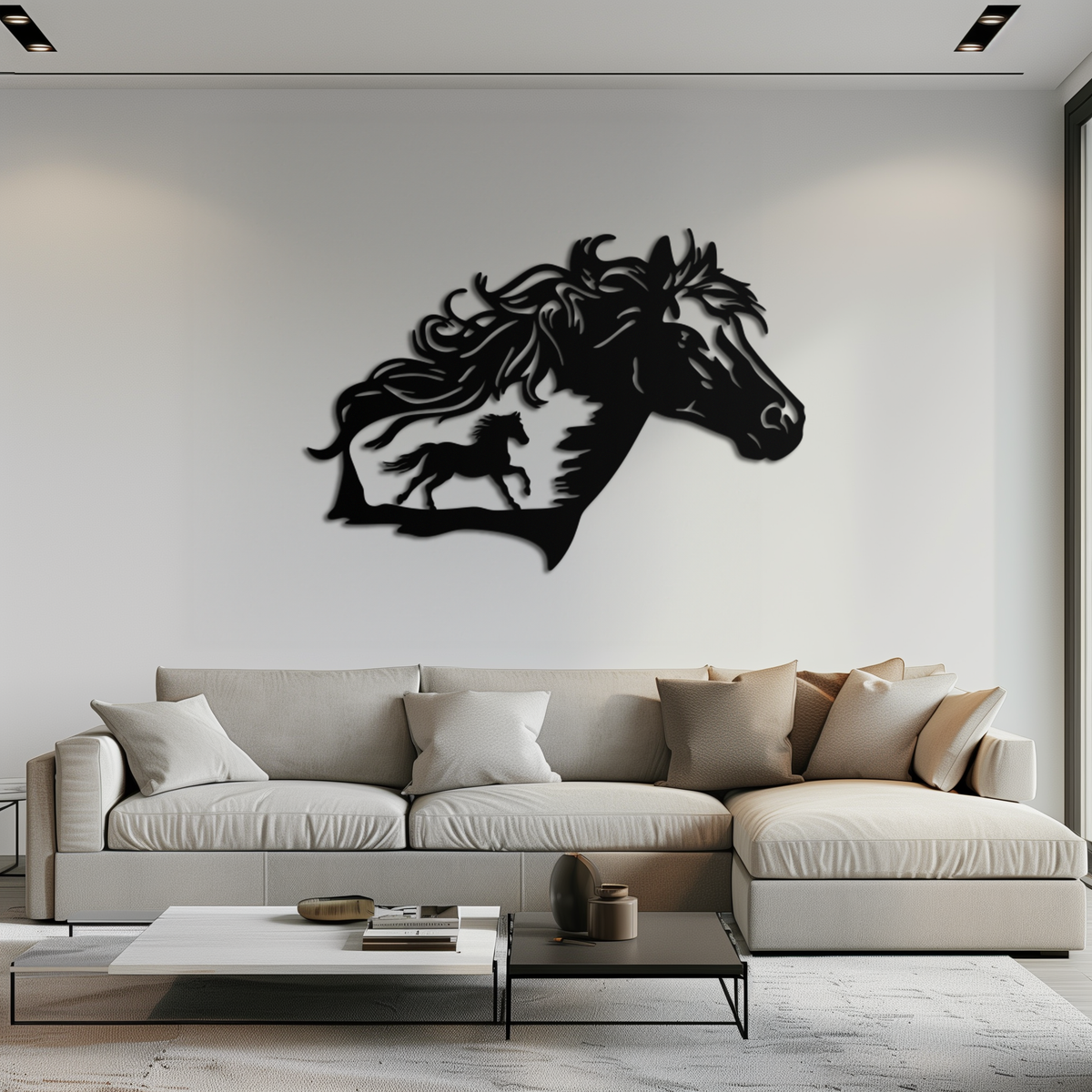 Metal Horse Silhouette Wall Art Modern Contemporary Farmhouse Home Decor Sculpture