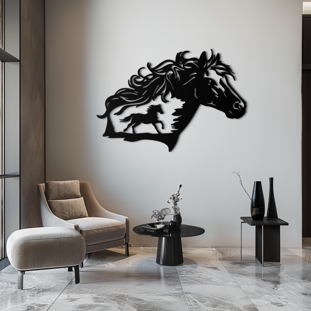 Metal Horse Silhouette Wall Art Modern Contemporary Farmhouse Home Decor Sculpture