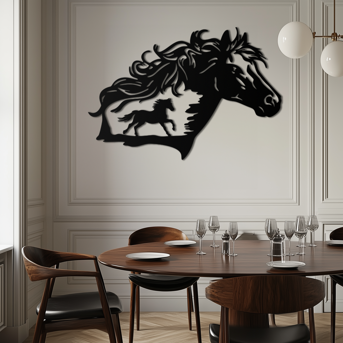 Metal Horse Silhouette Wall Art Modern Contemporary Farmhouse Home Decor Sculpture
