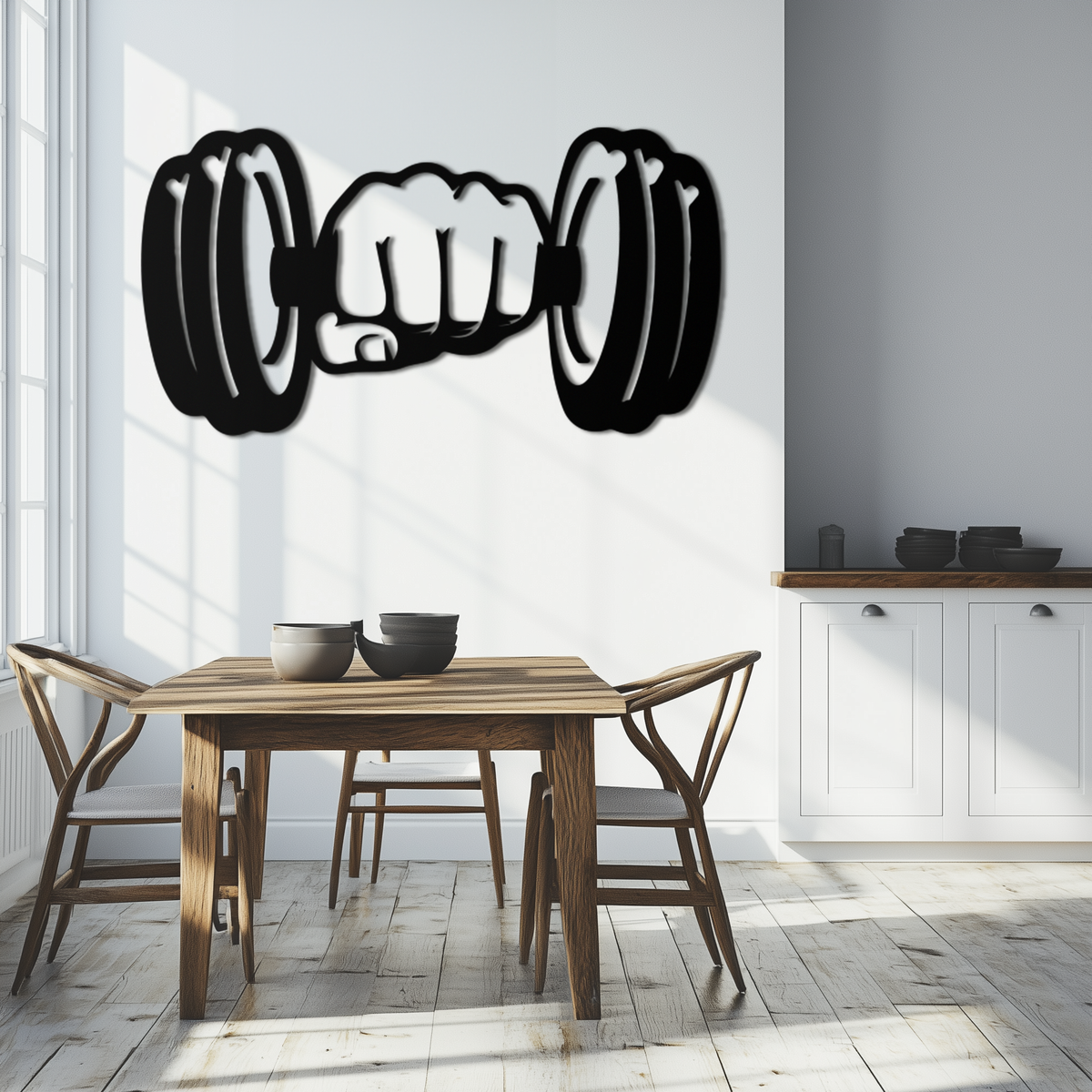 Metal Dumbbell Strength Fist Wall Art - Bold Motivational Gym