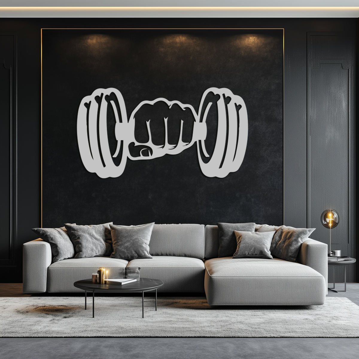 Metal Dumbbell Strength Fist Wall Art - Bold Motivational Gym