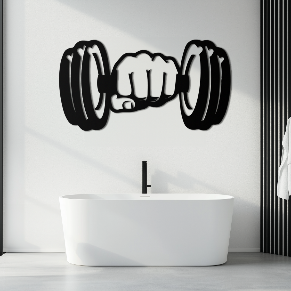 Metal Dumbbell Strength Fist Wall Art - Bold Motivational Gym