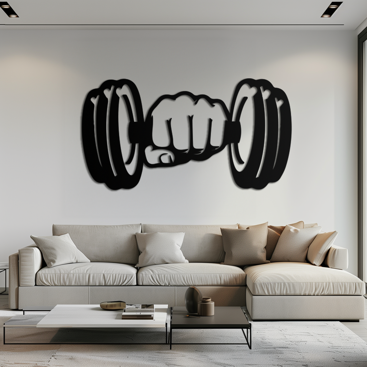 Metal Dumbbell Strength Fist Wall Art - Bold Motivational Gym