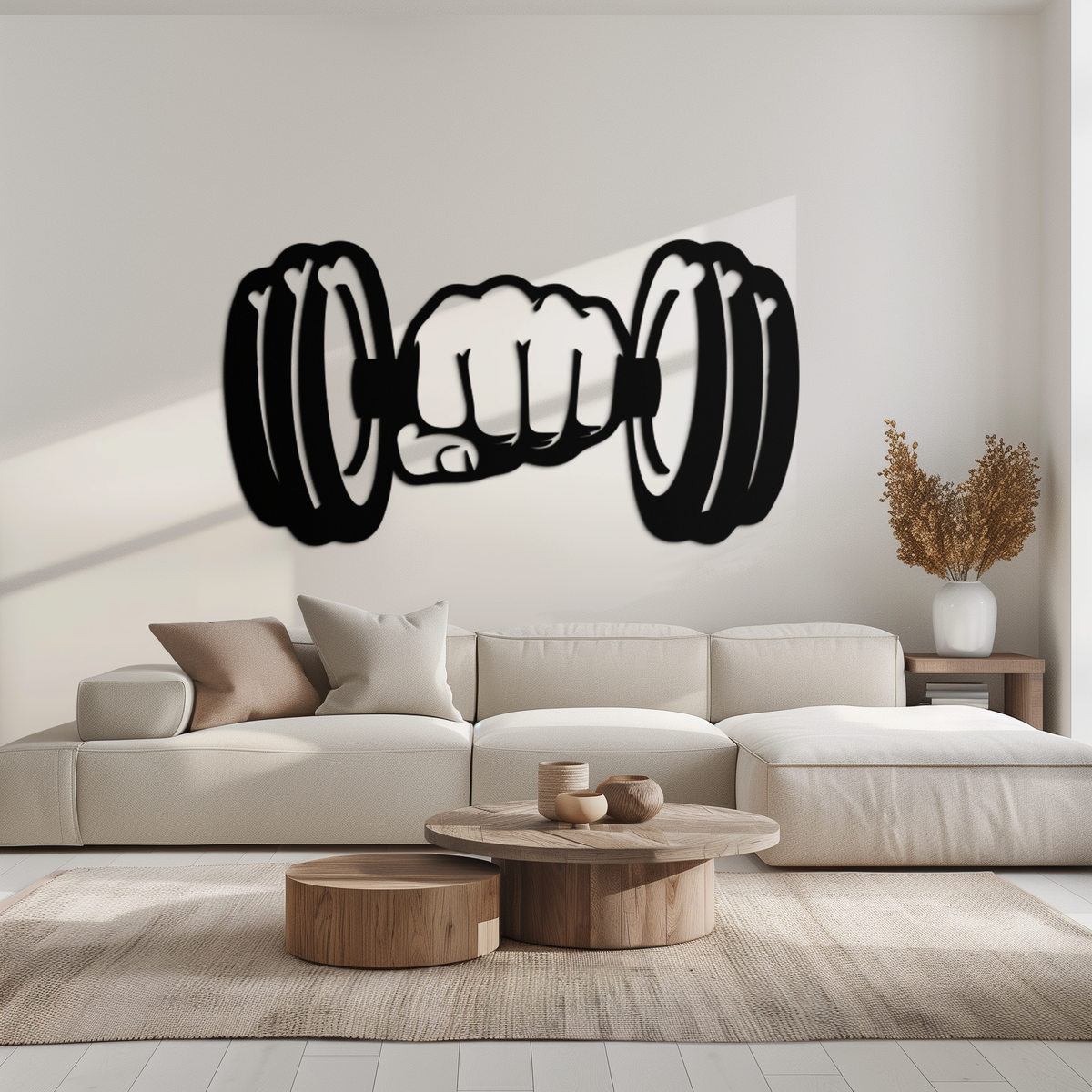 Metal Dumbbell Strength Fist Wall Art - Bold Motivational Gym
