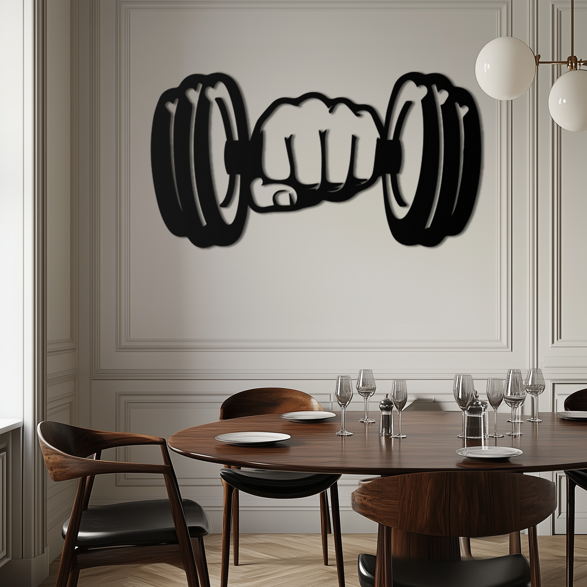 Metal Dumbbell Strength Fist Wall Art - Bold Motivational Gym