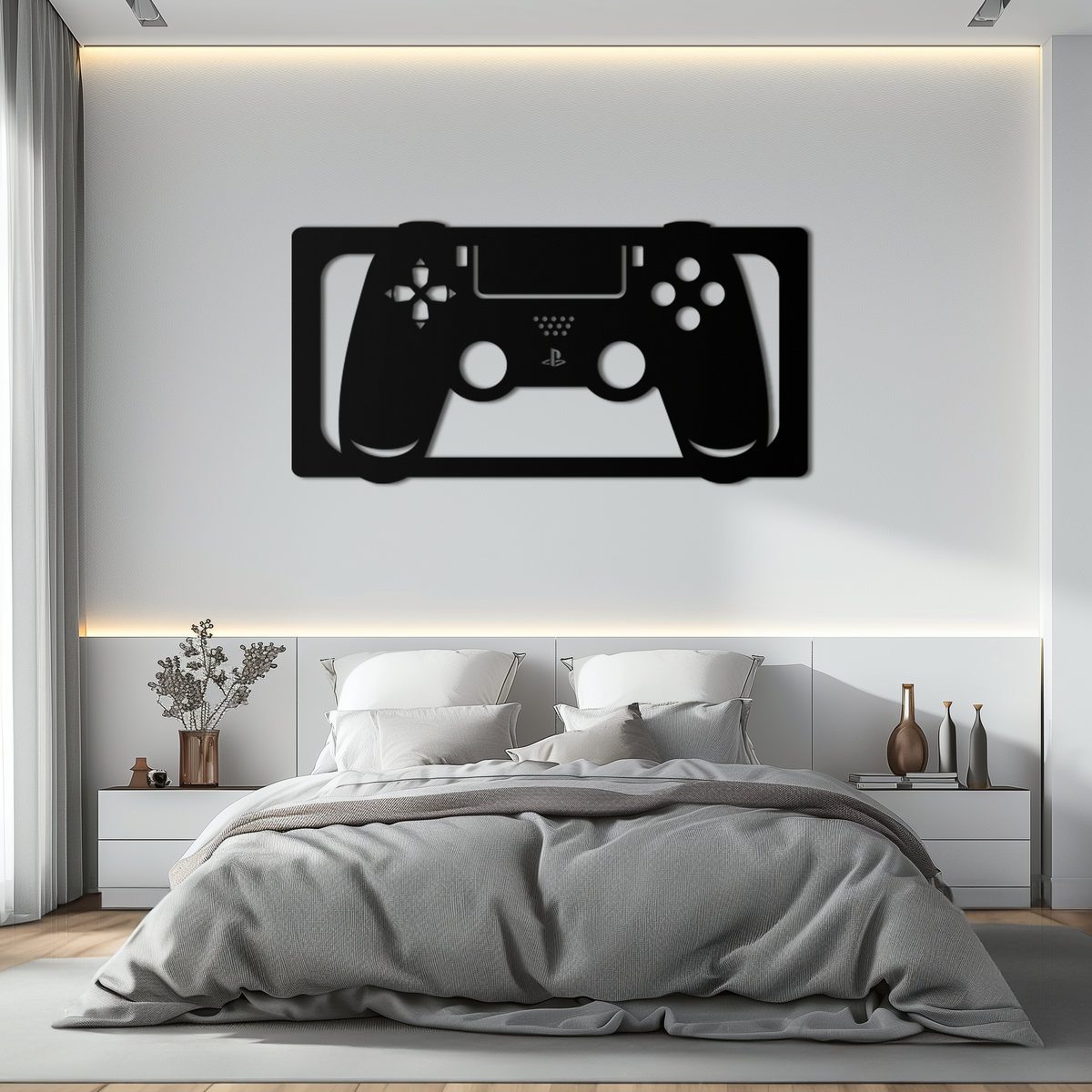 Steel Gaming Controller Metal Wall Art - Modern Gaming Decor