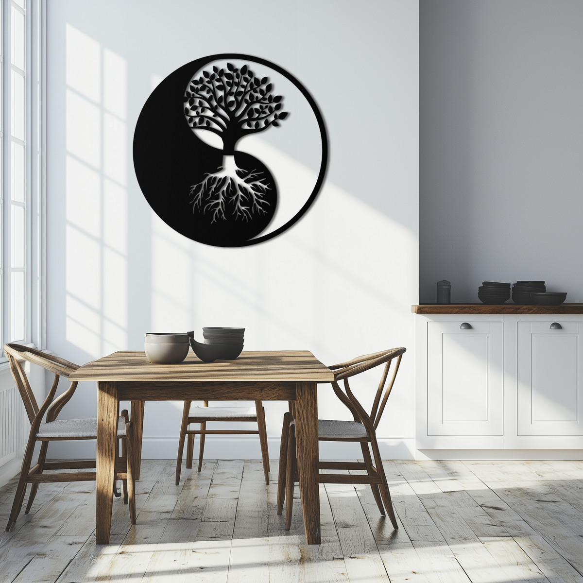 Metal Yin Yang Tree of Life Wall Art - Harmonious Nature Inspired Home Decoration