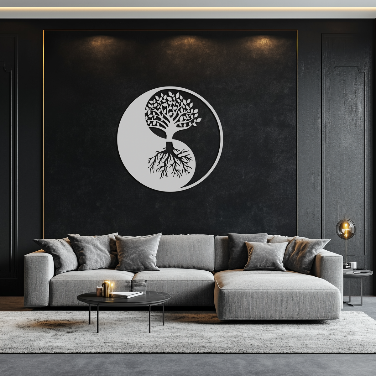 Metal Yin Yang Tree of Life Wall Art - Harmonious Nature Inspired Home Decoration