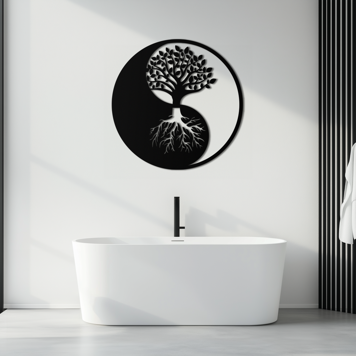 Metal Yin Yang Tree of Life Wall Art - Harmonious Nature Inspired Home Decoration