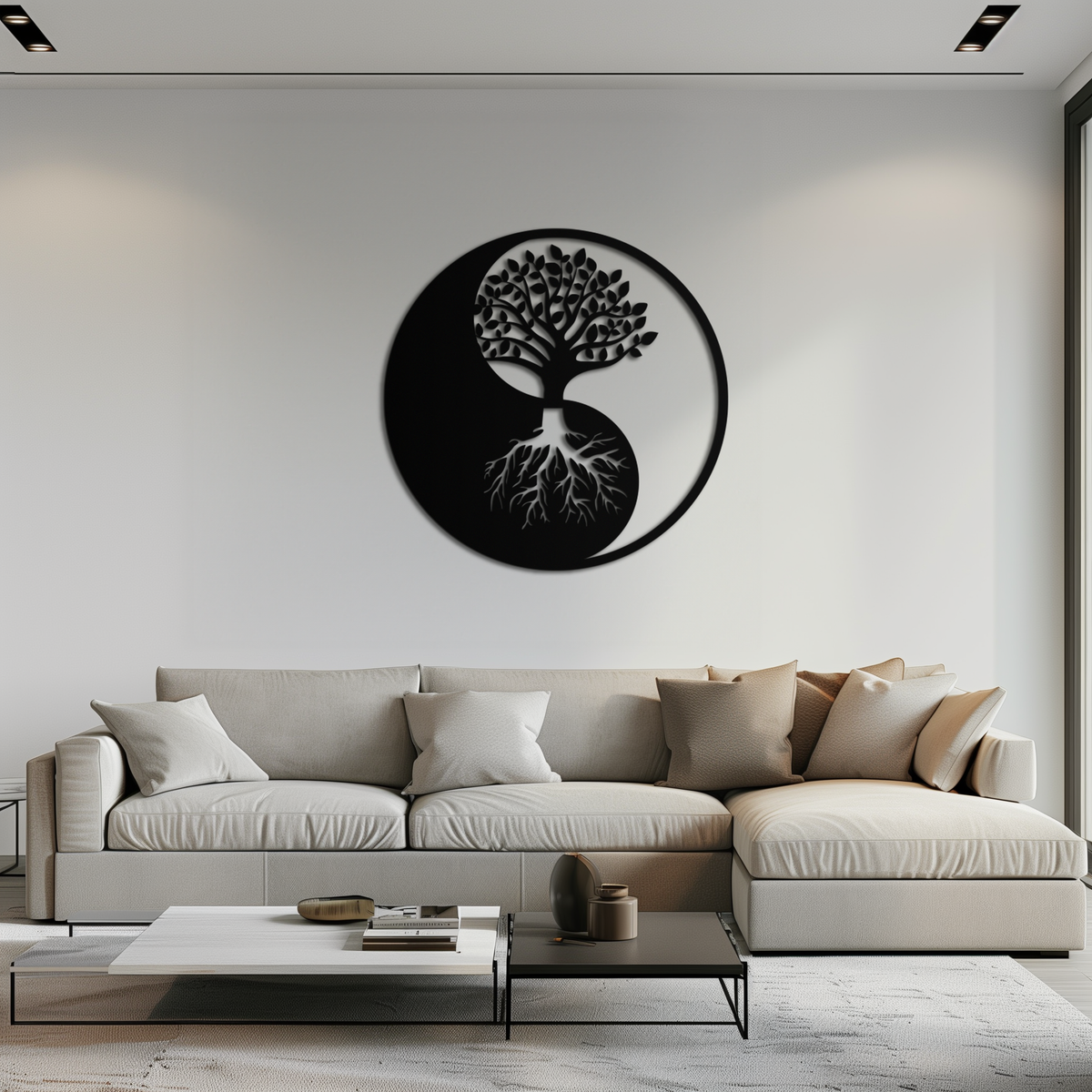 Metal Yin Yang Tree of Life Wall Art - Harmonious Nature Inspired Home Decoration
