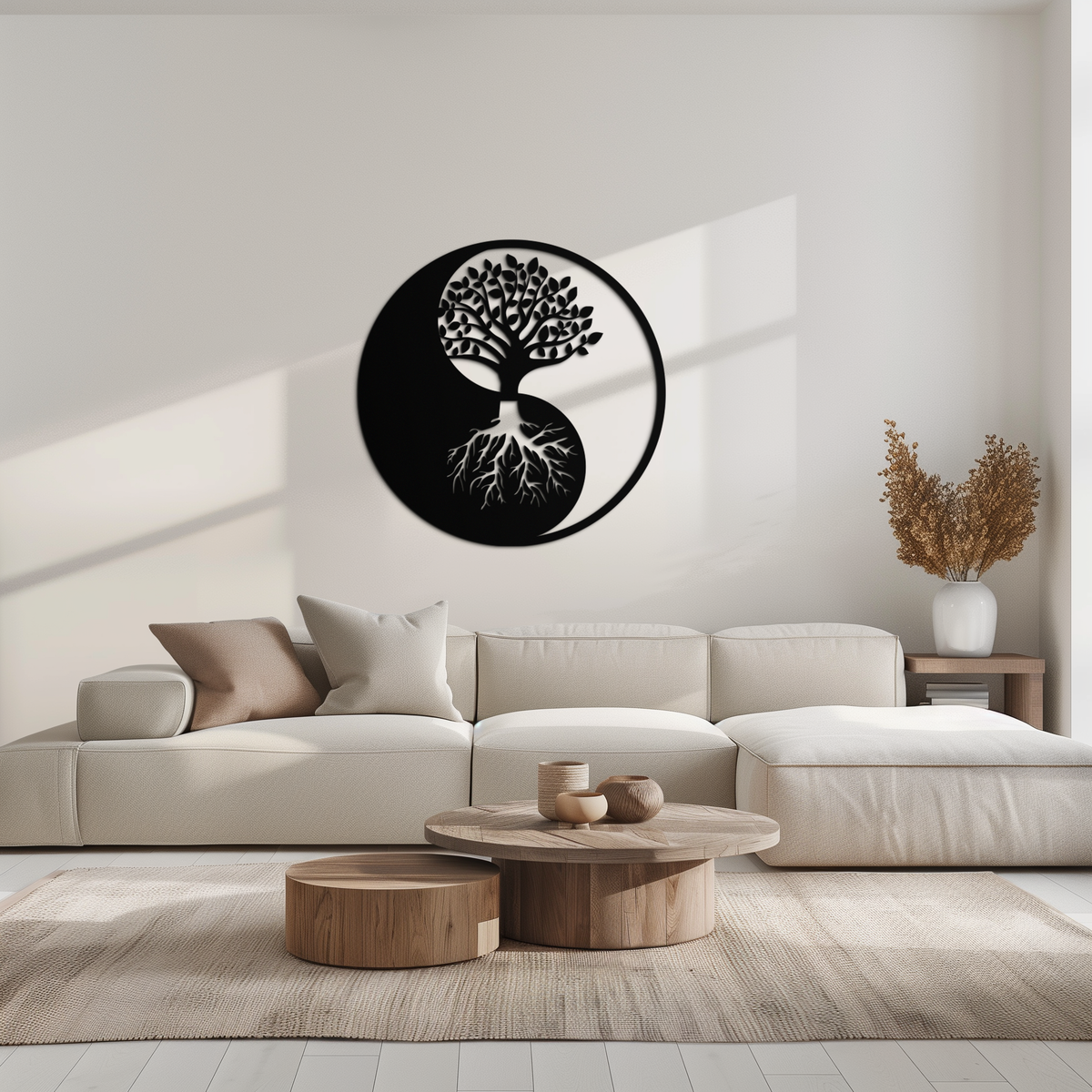Metal Yin Yang Tree of Life Wall Art - Harmonious Nature Inspired Home Decoration