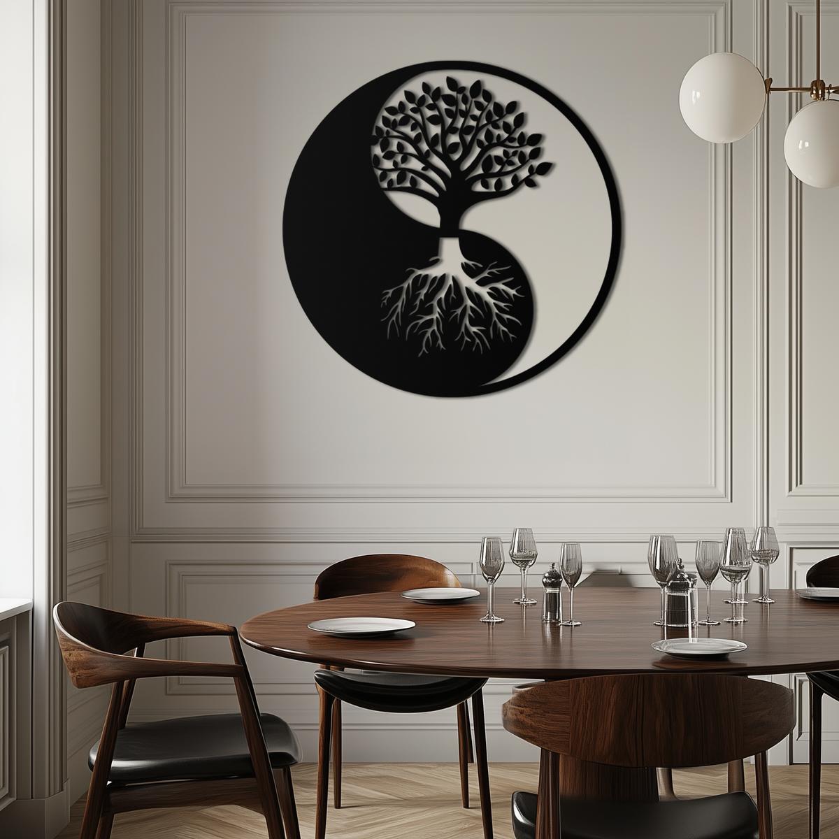 Metal Yin Yang Tree of Life Wall Art - Harmonious Nature Inspired Home Decoration