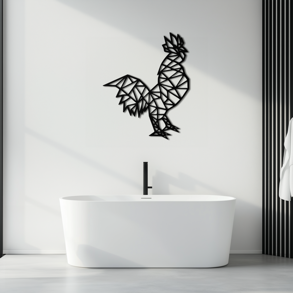 Geometric Rooster Metal Wall Art - Modern Farmhouse Accent Piece