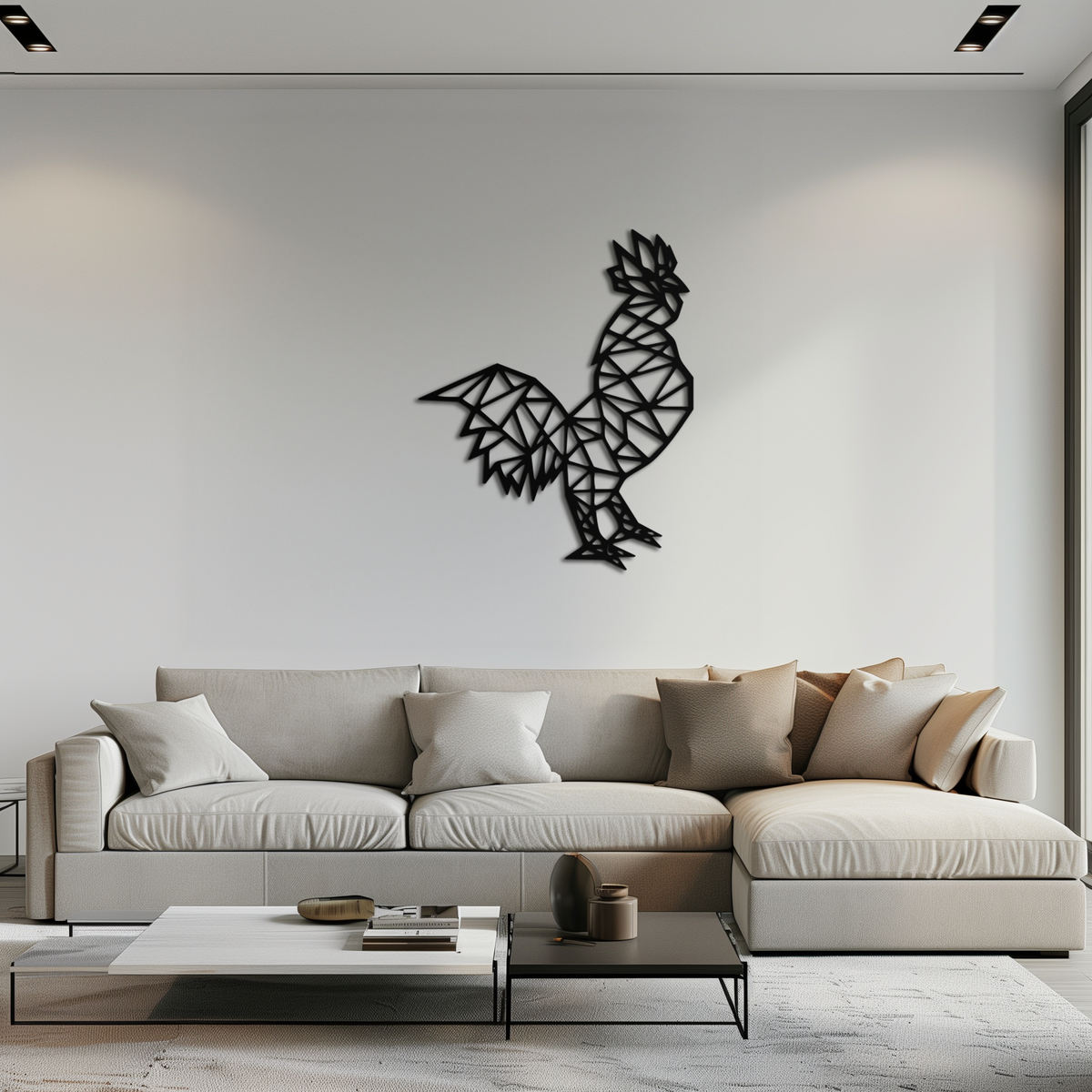 Geometric Rooster Metal Wall Art - Modern Farmhouse Accent Piece