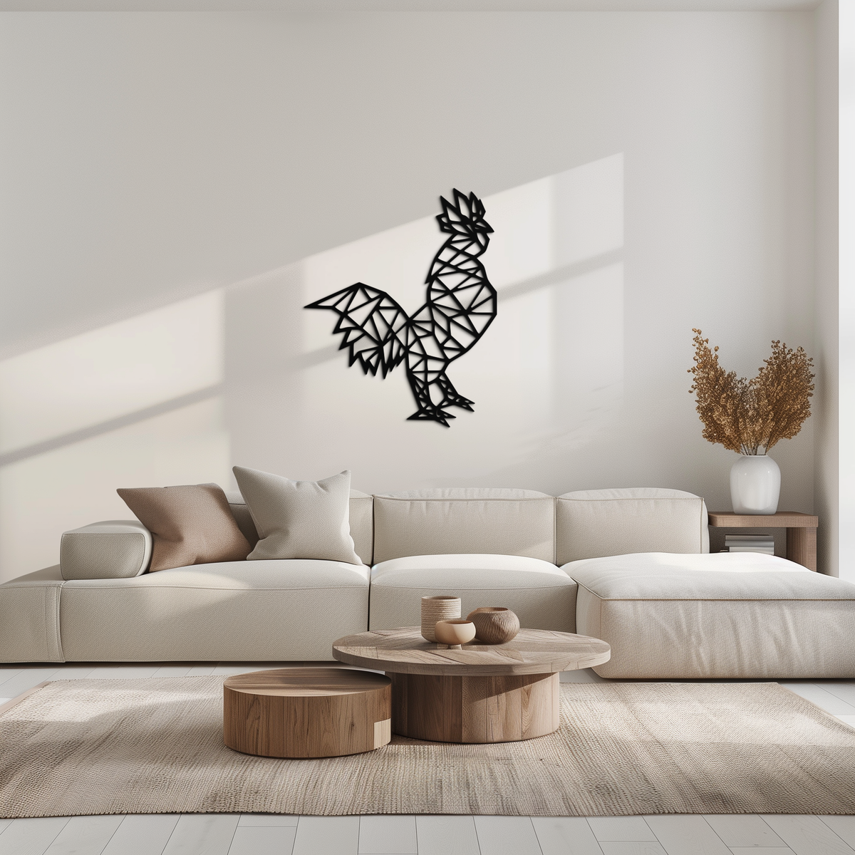 Geometric Rooster Metal Wall Art - Modern Farmhouse Accent Piece