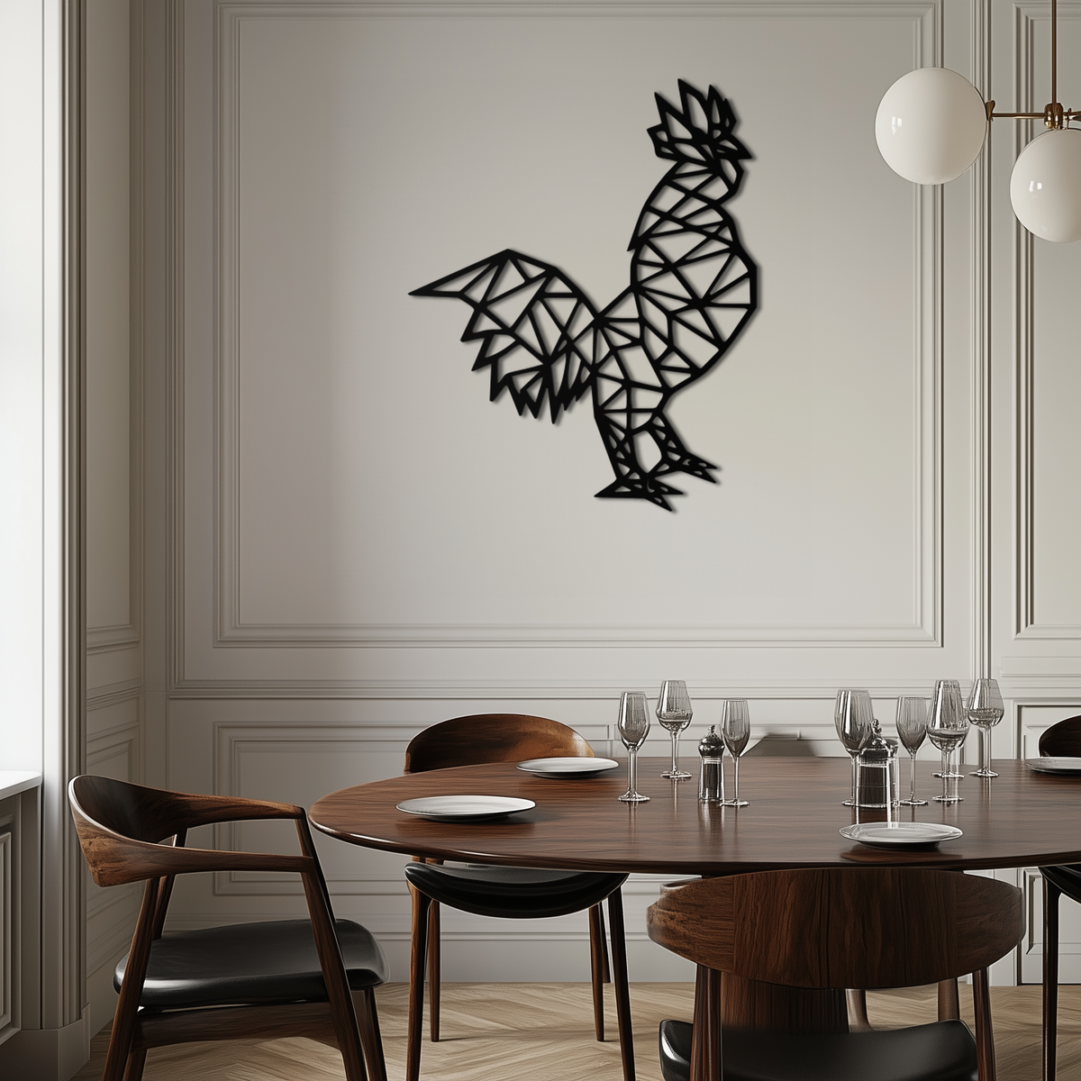 Geometric Rooster Metal Wall Art - Modern Farmhouse Accent Piece