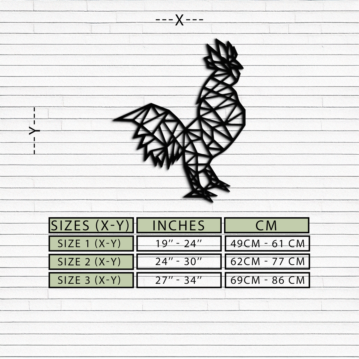 Geometric Rooster Metal Wall Art - Modern Farmhouse Accent Piece