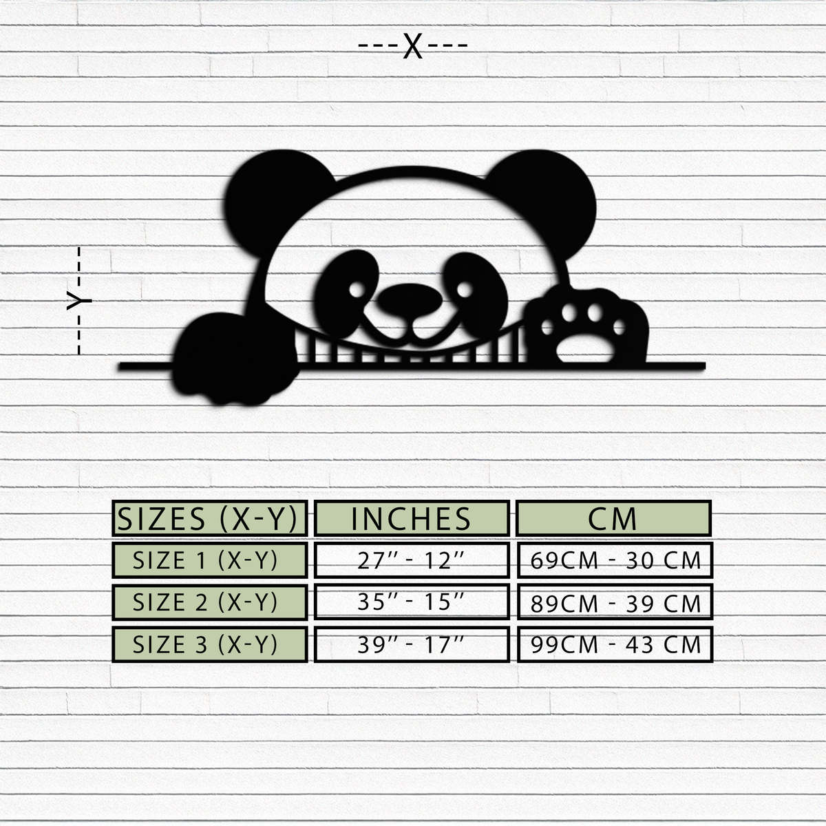 Geometric Panda Metal Wall Art - Playful Minimalist Steel Decor