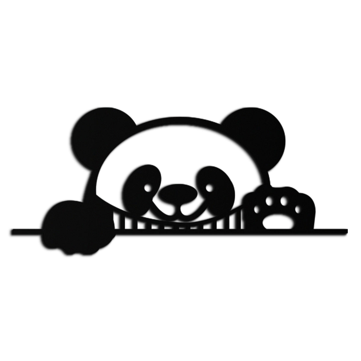 Geometric Panda Metal Wall Art - Playful Minimalist Steel Decor