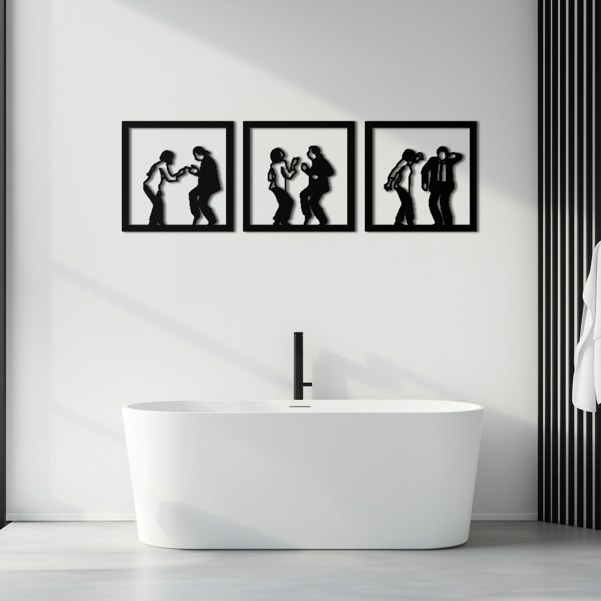 Metal Wall Art Dancing Silhouettes - Modern Minimalist Couple Geometric Three Piece Set