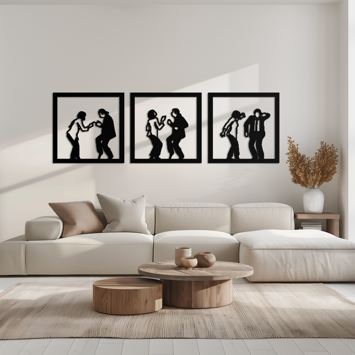Metal Wall Art Dancing Silhouettes - Modern Minimalist Couple Geometric Three Piece Set