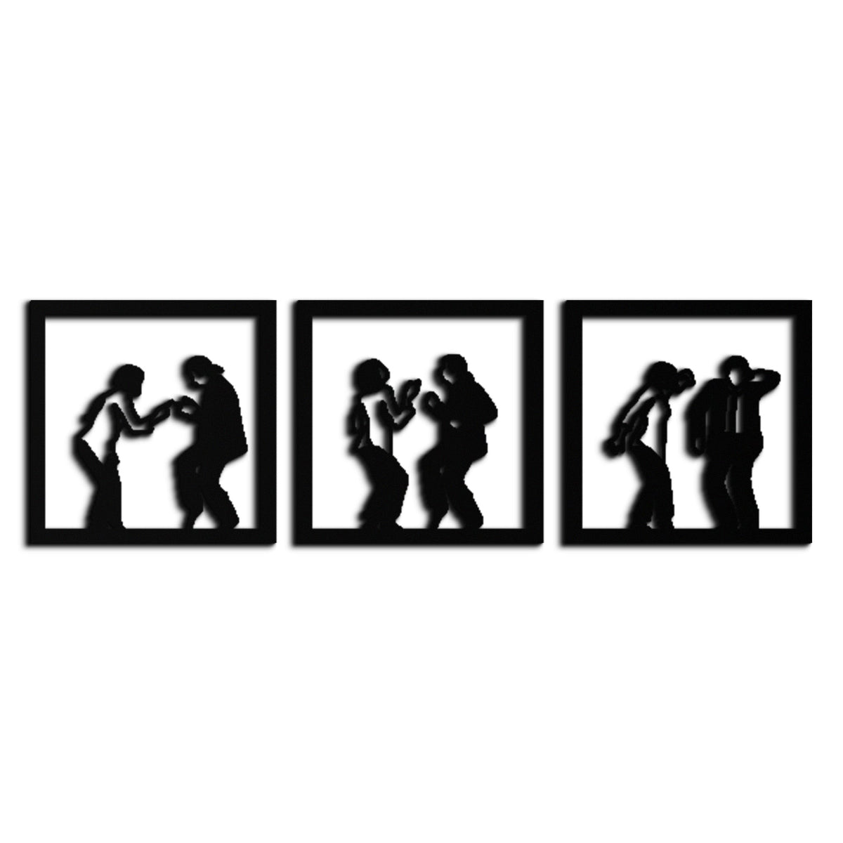 Metal Wall Art Dancing Silhouettes - Modern Minimalist Couple Geometric Three Piece Set