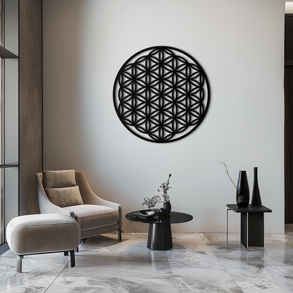 Metal Wall Art Flower of Life Sacred Geometry - Spiritual Design