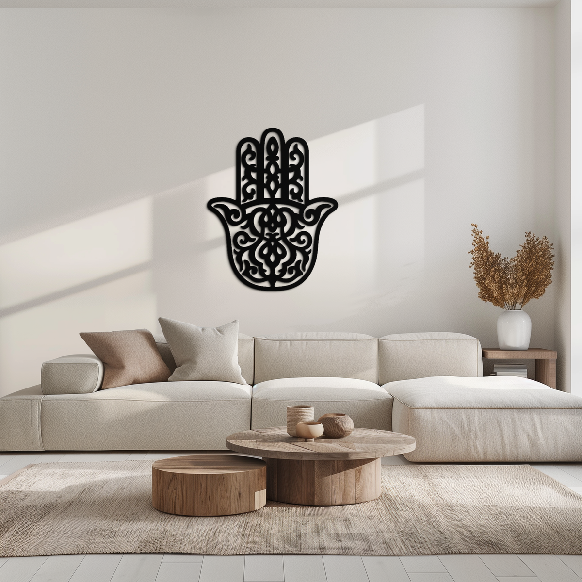 Hamsa Hand Handcrafted Metal Wall Art - Spiritual Protection Blessing Home Symbol