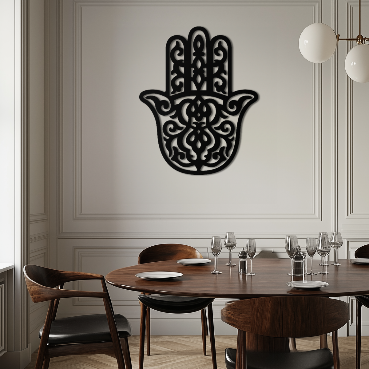 Hamsa Hand Handcrafted Metal Wall Art - Spiritual Protection Blessing Home Symbol