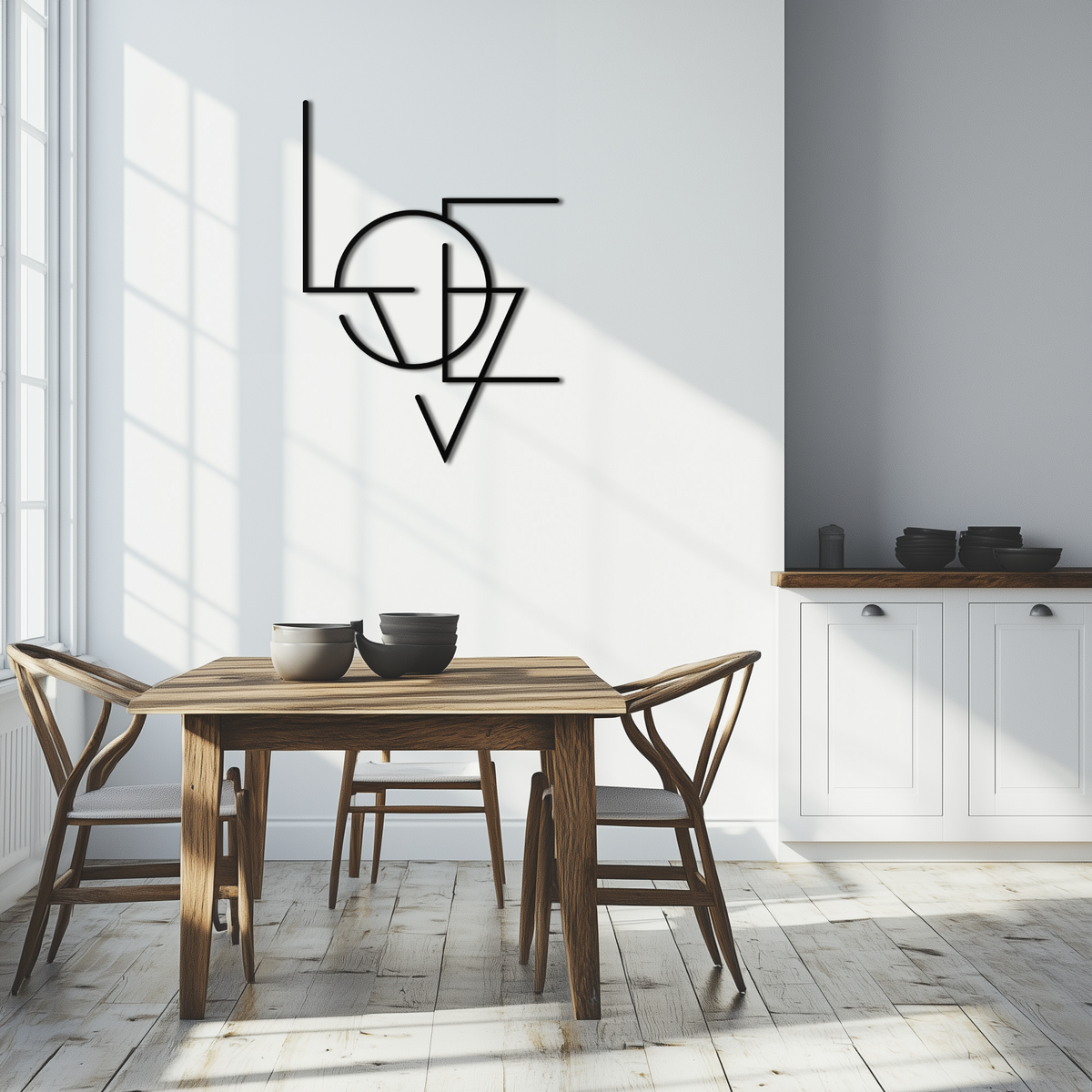 Geometric LOVE Metal Wall Art - Modern Minimalist Premium Steel