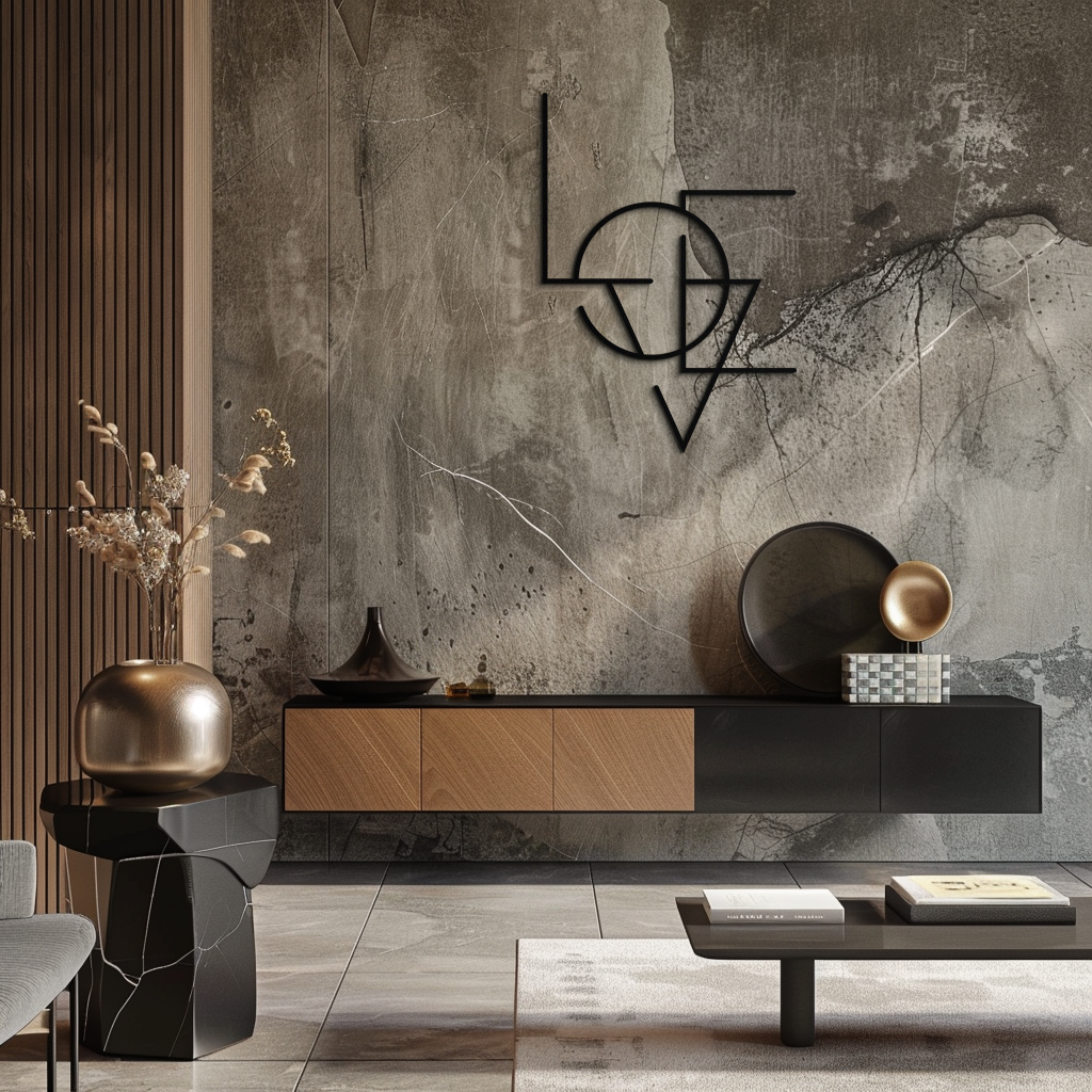 Geometric LOVE Metal Wall Art - Modern Minimalist Premium Steel
