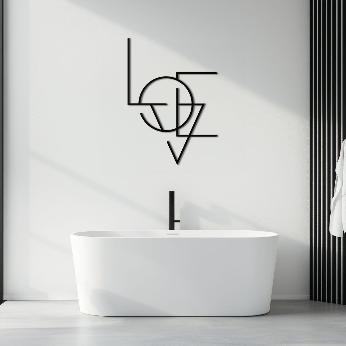Geometric LOVE Metal Wall Art - Modern Minimalist Premium Steel