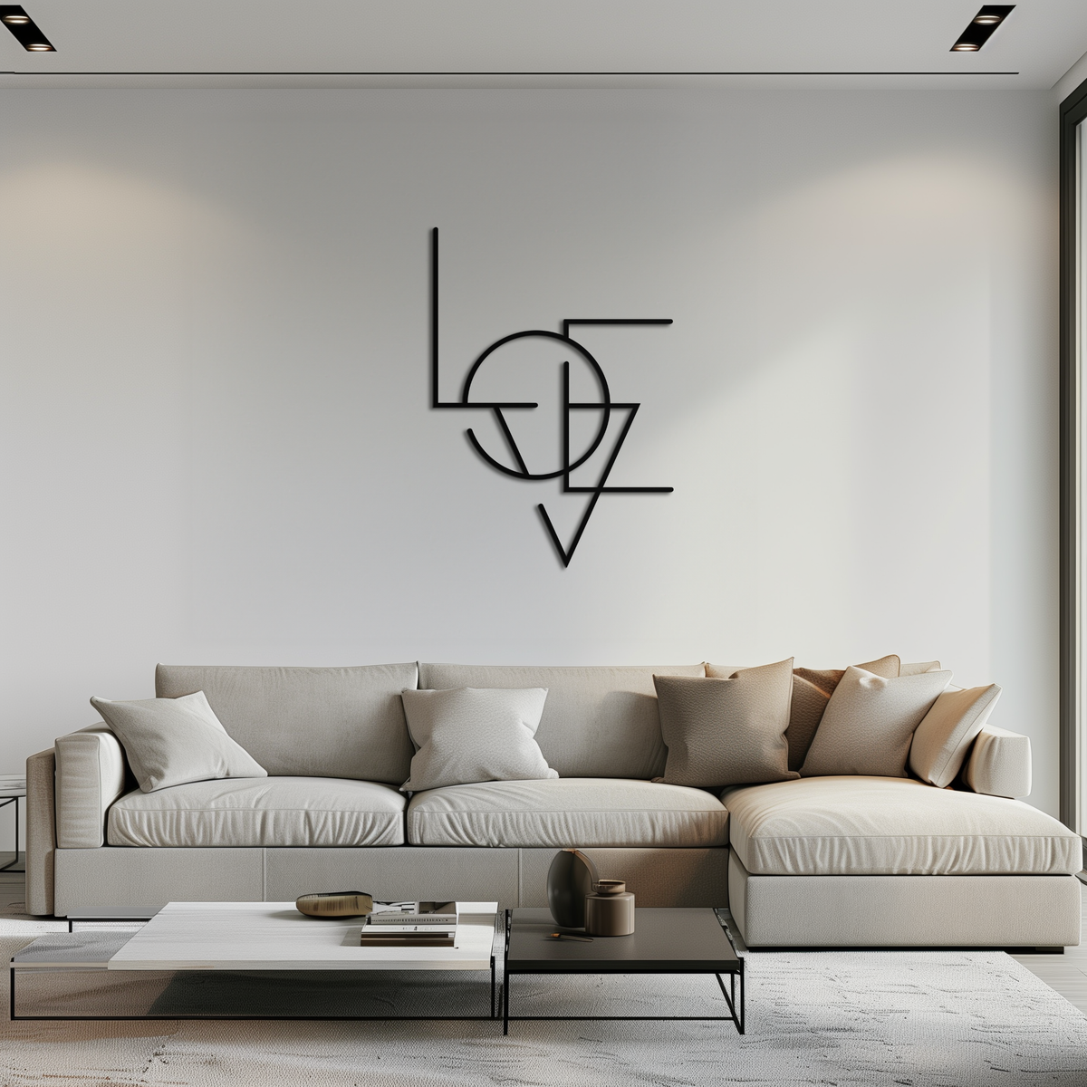 Geometric LOVE Metal Wall Art - Modern Minimalist Premium Steel