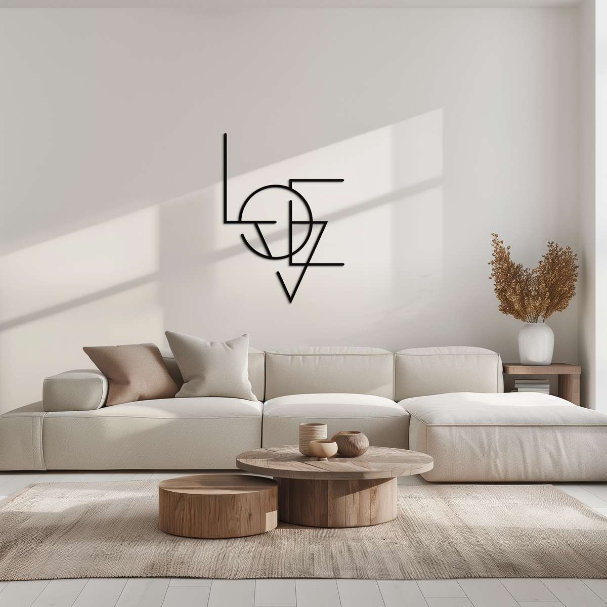 Geometric LOVE Metal Wall Art - Modern Minimalist Premium Steel
