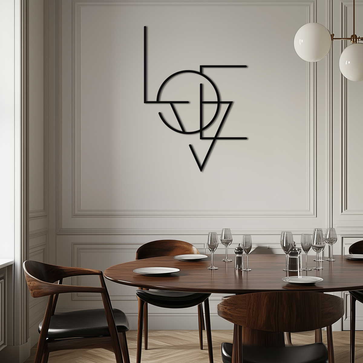 Geometric LOVE Metal Wall Art - Modern Minimalist Premium Steel