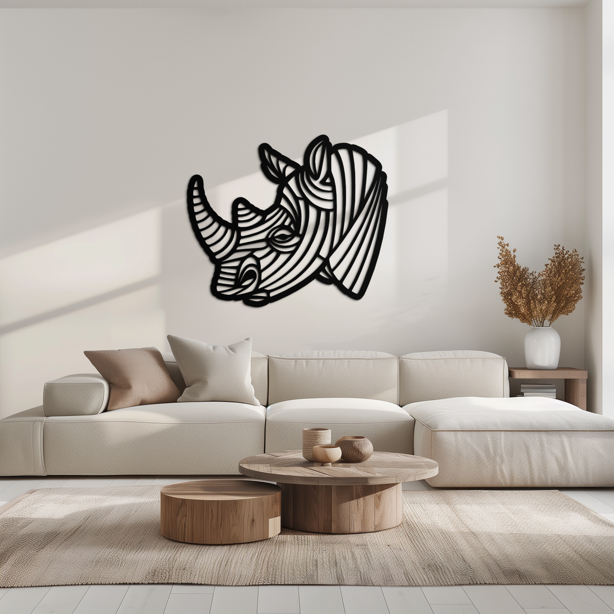 Metal Geometric Rhino Wall Art - Contemporary Minimalist Decor