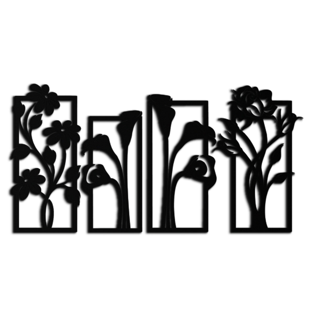 Metal Wall Art Botanical Floral Panel Set - Elegant Contemporary