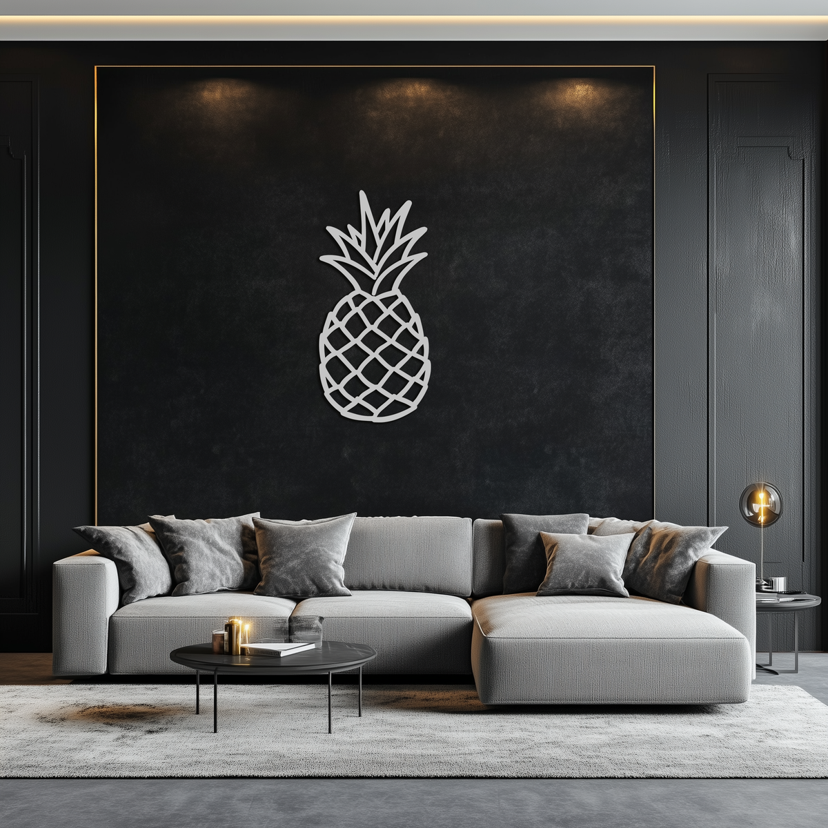 Tropical Pineapple Metal Wall Art - Geometric Steel Home Decor