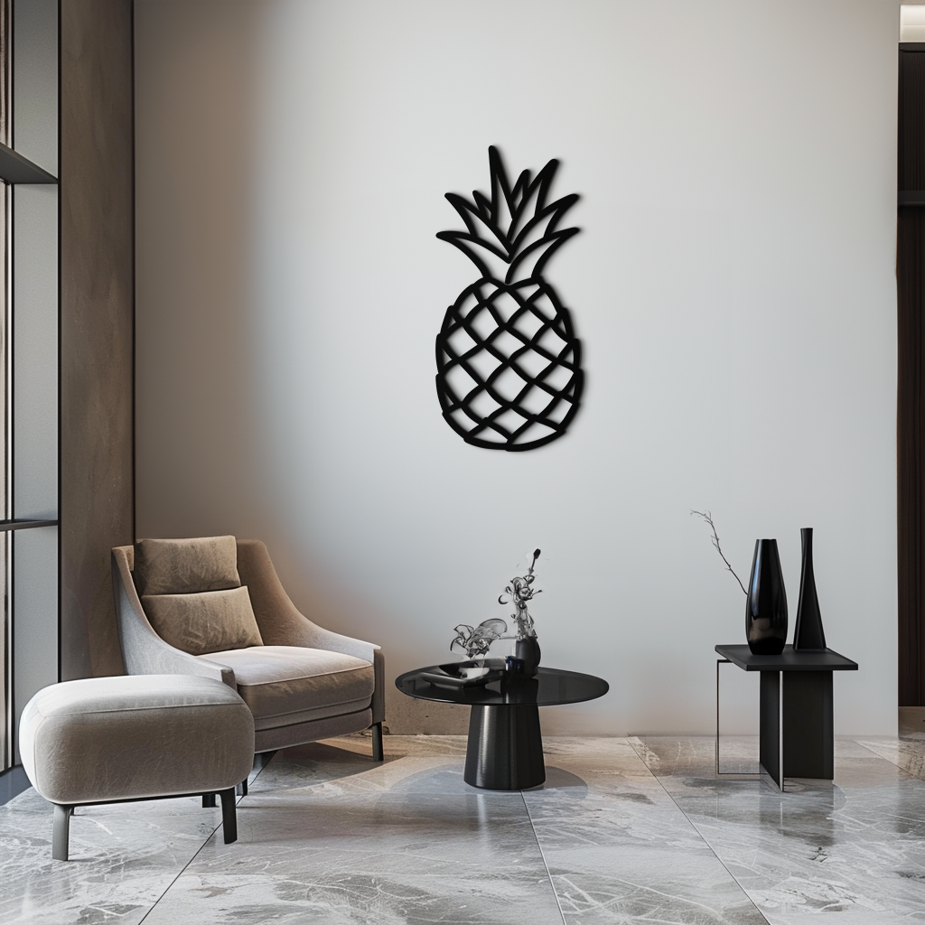 Tropical Pineapple Metal Wall Art - Geometric Steel Home Decor