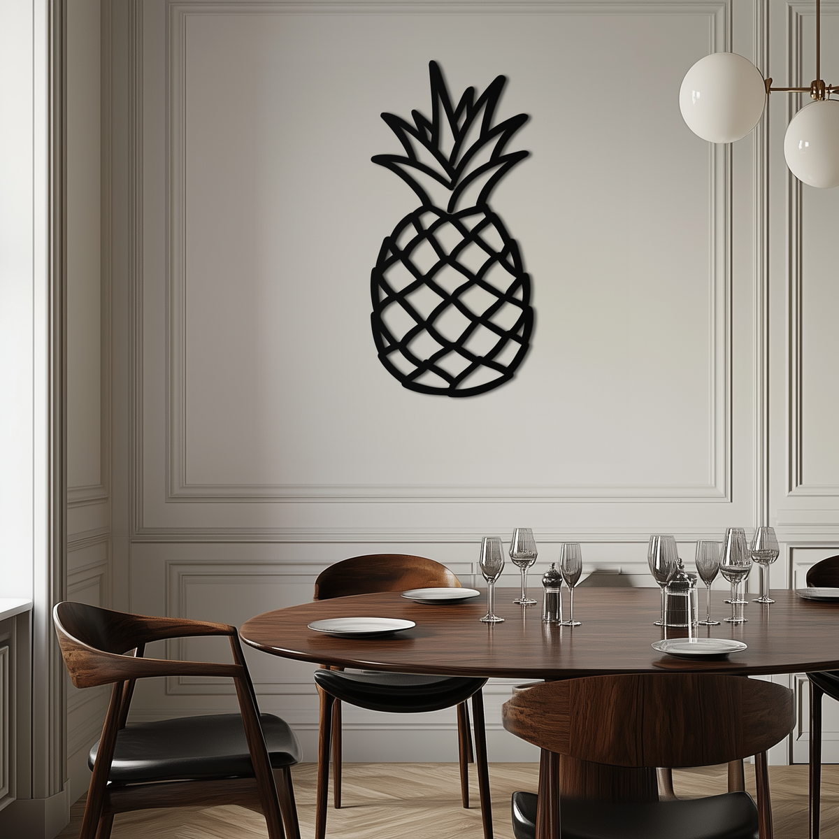 Tropical Pineapple Metal Wall Art - Geometric Steel Home Decor