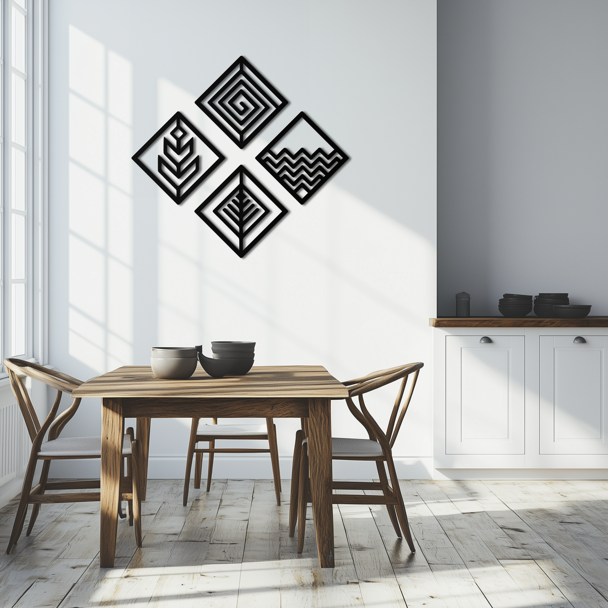 Metal Wall Art Four Elements - Modern Geometric Harmony Decor