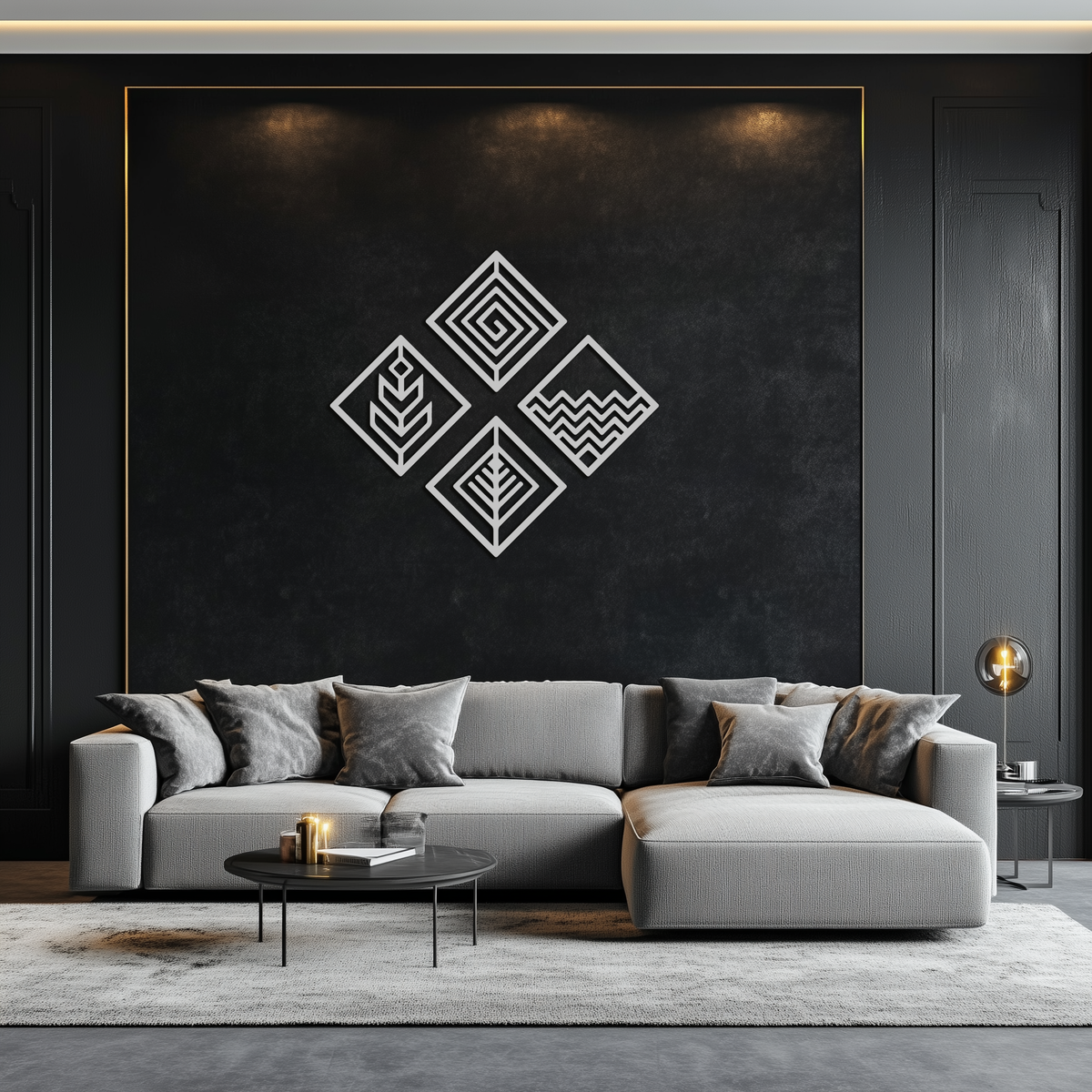 Metal Wall Art Four Elements - Modern Geometric Harmony Decor